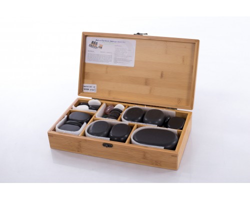 Нагреватель для камней HSH18+Набор массажных камней из базальта в коробке из бамбука (60шт.) H60TC