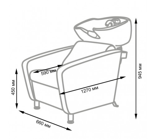 Парикмахерская мойка МД-123 с кантом, без регулировки ножной части