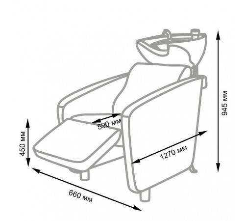 Парикмахерская мойка МД-123 с регулировкой ножной части, прострочкой и утяжкой