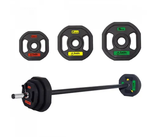 Комплект Smith PXPMS 05 - гимнастическая штанга 20кг: гриф с пружинным замком; 2х5кг полеуретановый диск; 2x2.5кг полеуретановый диск; 2x1.25кг полеуретановый диск