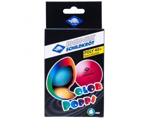 Мяч для настольного тенниса Colour Popps Poly, 6 шт