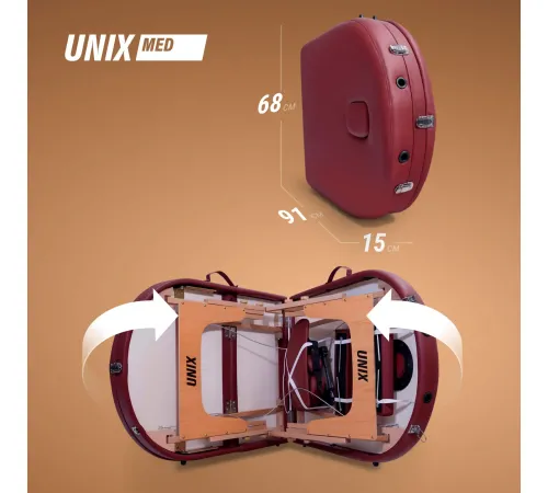 Массажный стол UNIX Комфорт / Comfort 3 секции бордовый