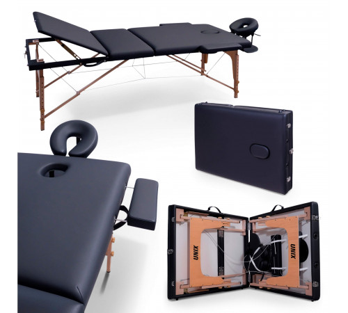 Массажный стол UNIX Стандарт / Standard 3 секции черный