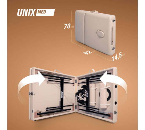Массажный стол UNIX Превосходный / Superior 3 секции кремовый