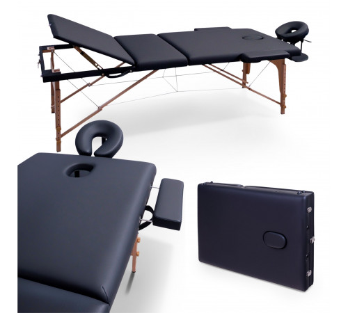 Массажный стол UNIX Стандарт / Standard 3 секции черный