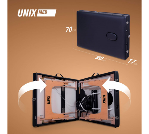 Массажный стол UNIX Стандарт / Standard 3 секции черный